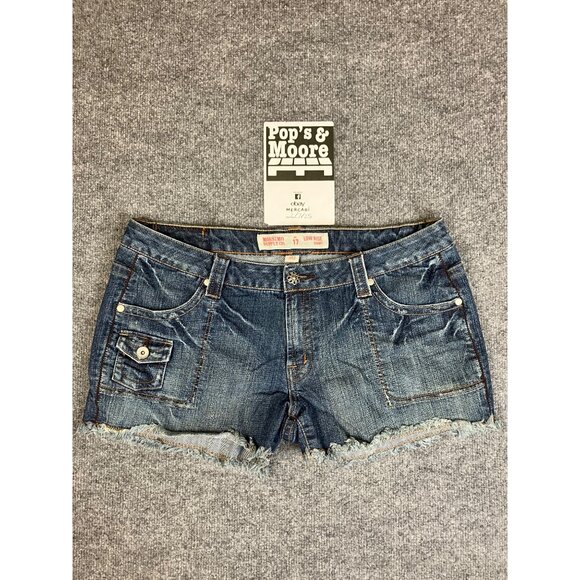Mossimo Supply CO Womens Shorts Denim Low Rise Short Size 17 Faded - Picture 1 of 15